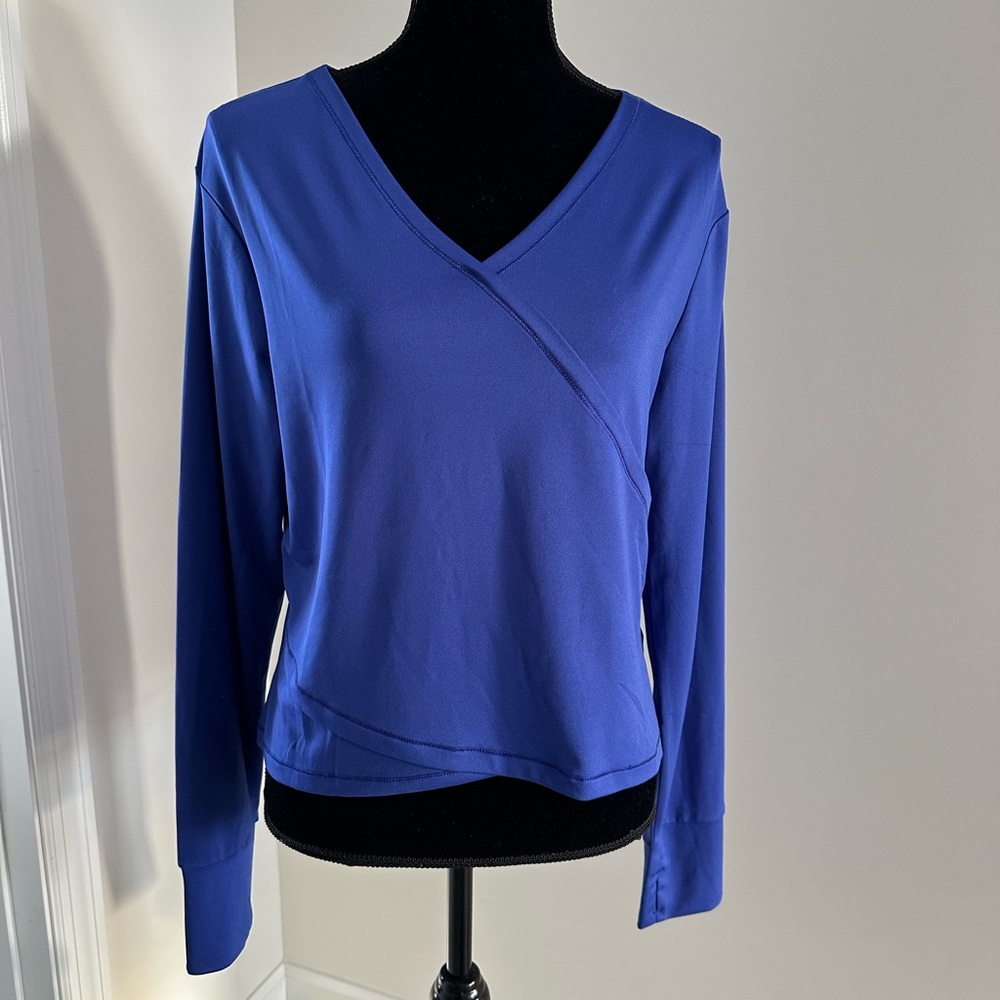 Women’s Apana Long‎ Sleeve Blue Crossover Top
